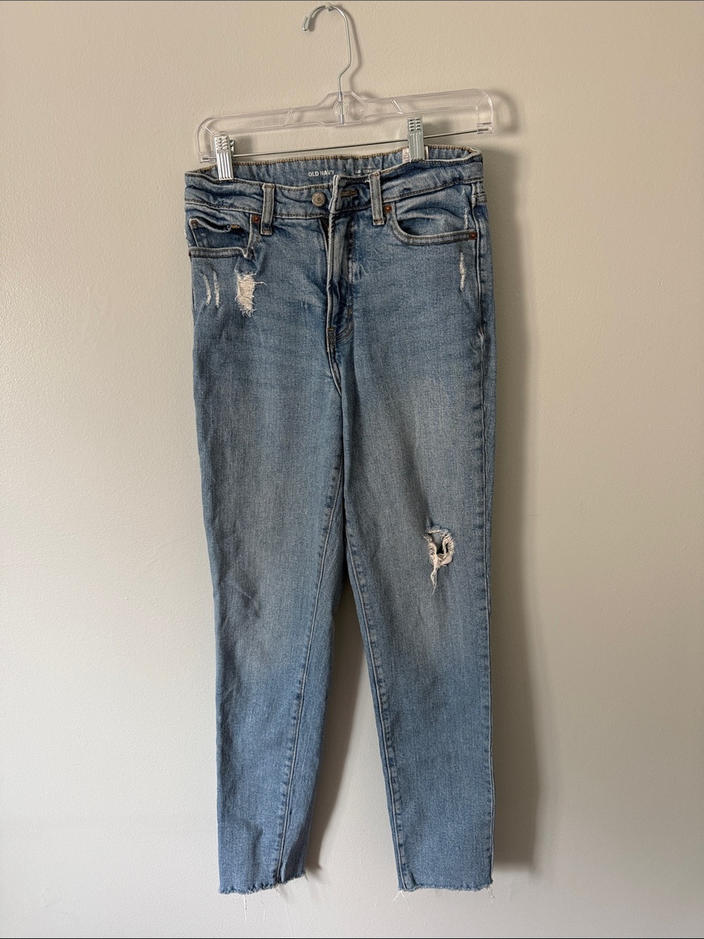 Old Navy Women's Light Wash Straight Leg Jeans with Distressed Detail